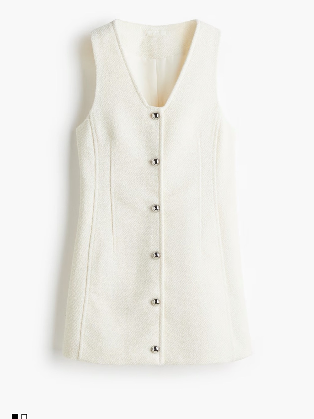 Cream Textured Button-Front dress